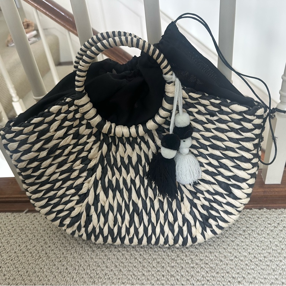 Elegant Black and White Woven Tote